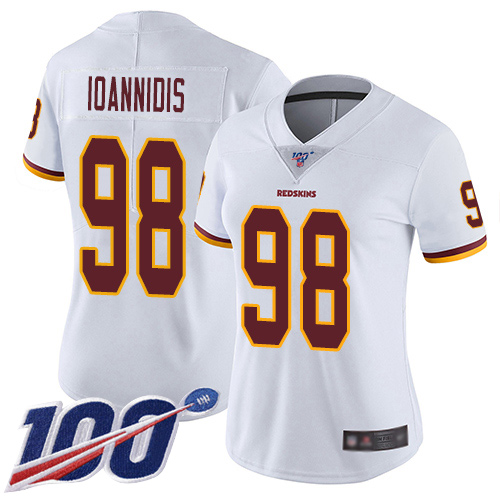 Washington Redskins Limited White Women Matt Ioannidis Road Jersey NFL Football 98 100th Season